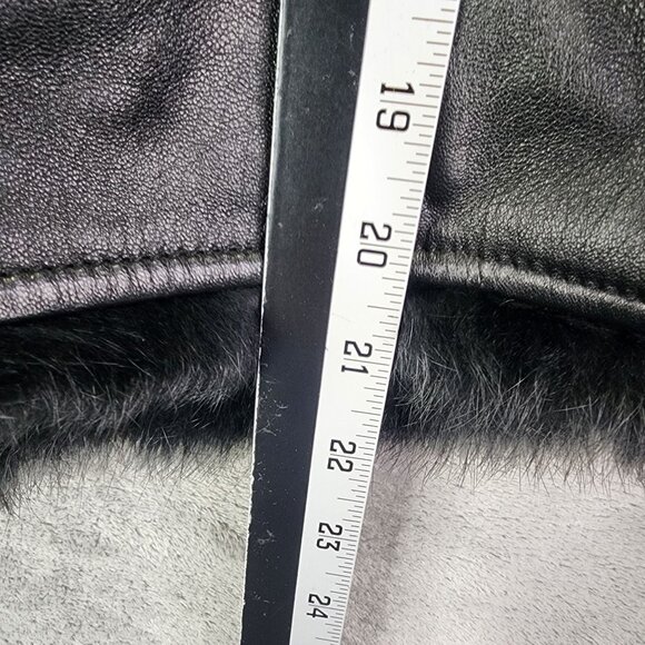 Womens Black Cripple Creek Studded Leather Jacket w/ Faux Fur Full Zip Size L - Picture 13 of 13
